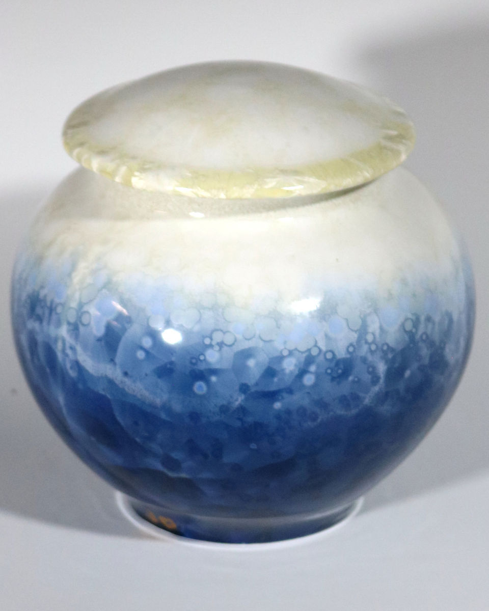 Small blue and white jar